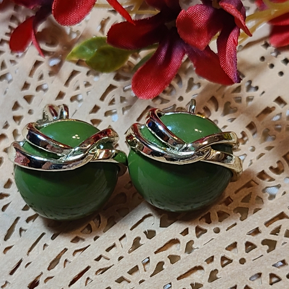 Clip On Earrings For Sale Green